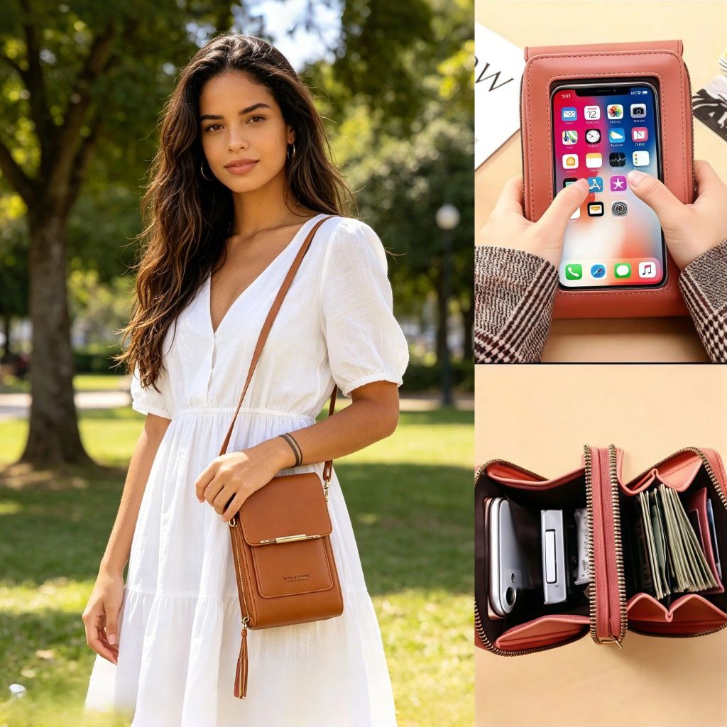 Bolsa Transversal Touch Screen Porta Celular Com Porta Moedas e Cartão Compacta Leve Resistente e Versátil