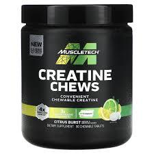 Creatina Creapure Muscletech 90 Tabletes Mastigáveis Sabor Citrus