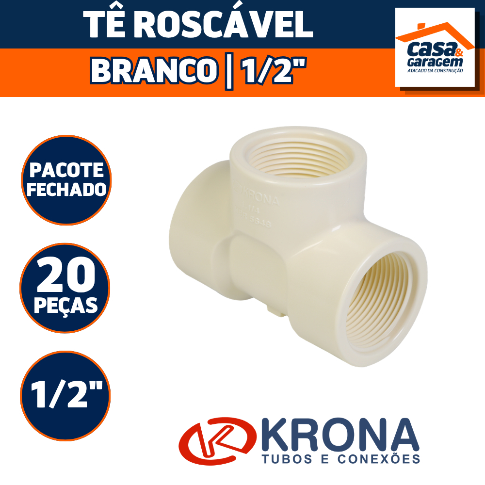Kit Com 20 Te Roscável 1/2" Conexão Hidráulica 299 Krona