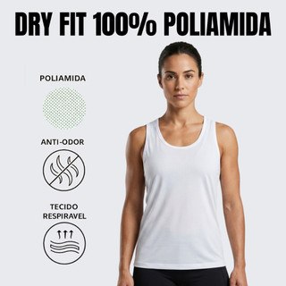 Regata Feminina Dry Fit 100% Poliamida Furadinha Respirável Academia