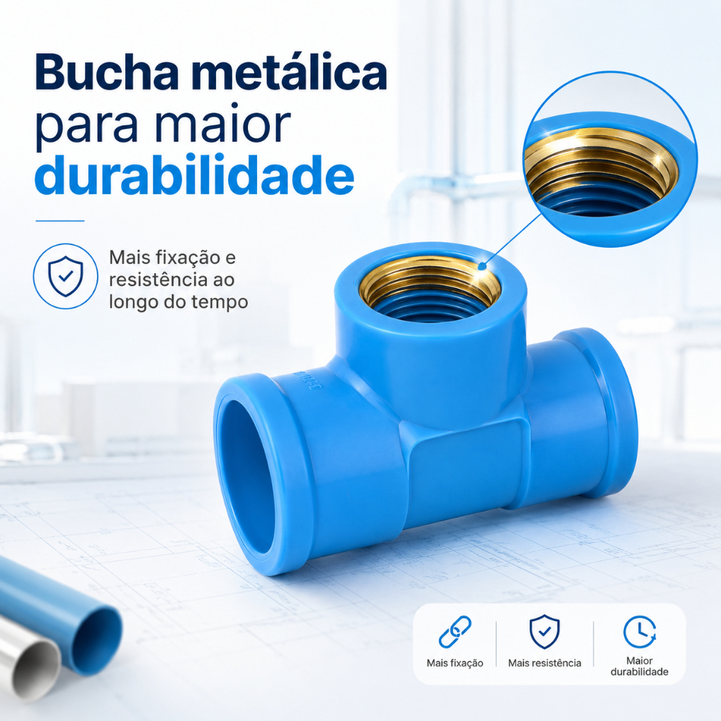 Kit Com 20 Te Soldável Azul Bucha Latão 25mm X 3/4" 505 Krona · foto 2