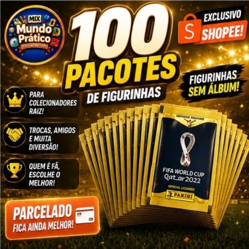 100 Unidades de Envelopes de Figurinhas Copa do Mundo FIFA 2026
