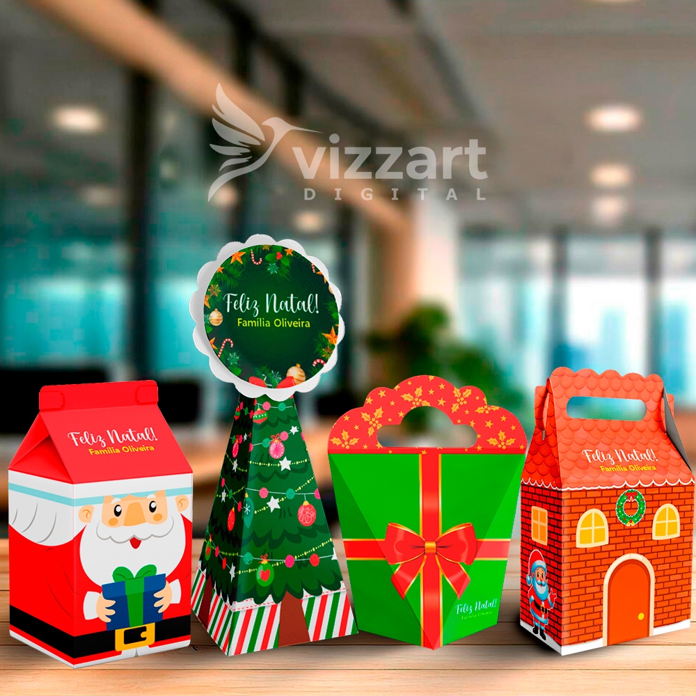 Kit 20 Caixinhas Personalizadas NATAL feliz natal (5 de cada) festa personalizada - Lembrancinha para festa