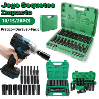 Jogo de Soquetes de Impacto Longo 1/2 10 Peças 8 A 32mm 10/15/20 Pcs