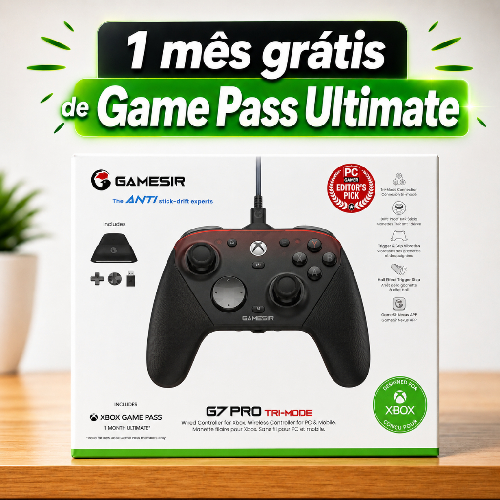 Controle GameSir G7 PRO Xbox Series X/S One PC Android TMR + Hall Effect Sem Fio Preto e Vermelho