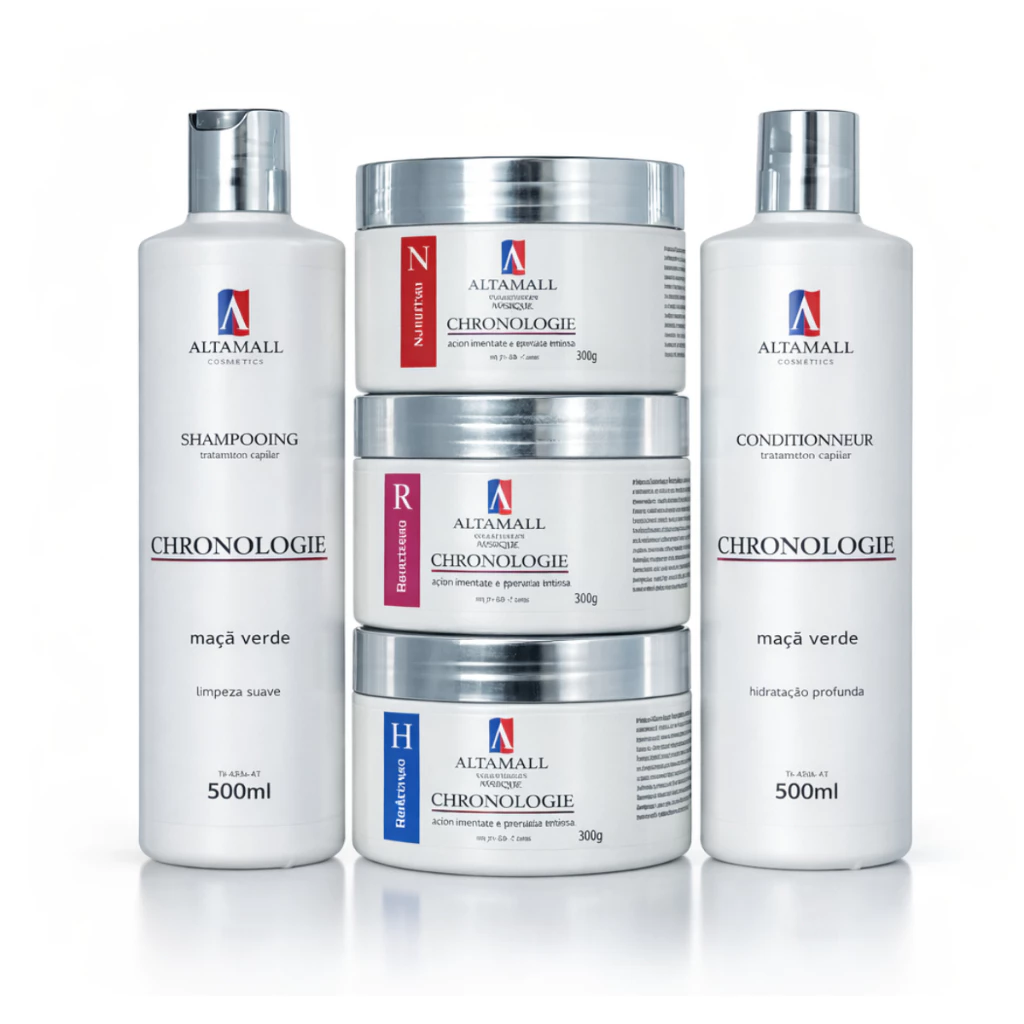 KIT 5 Cronograma Capilar Shampoo Condicionador Máscaras Hidratação Nutrição Reconstrução ALPHAHALL