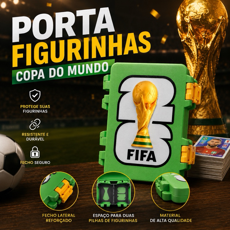 Porta Figurinhas Copa do Mundo Organizador de Figurinhas Estojo Colecionador Brasil Taça