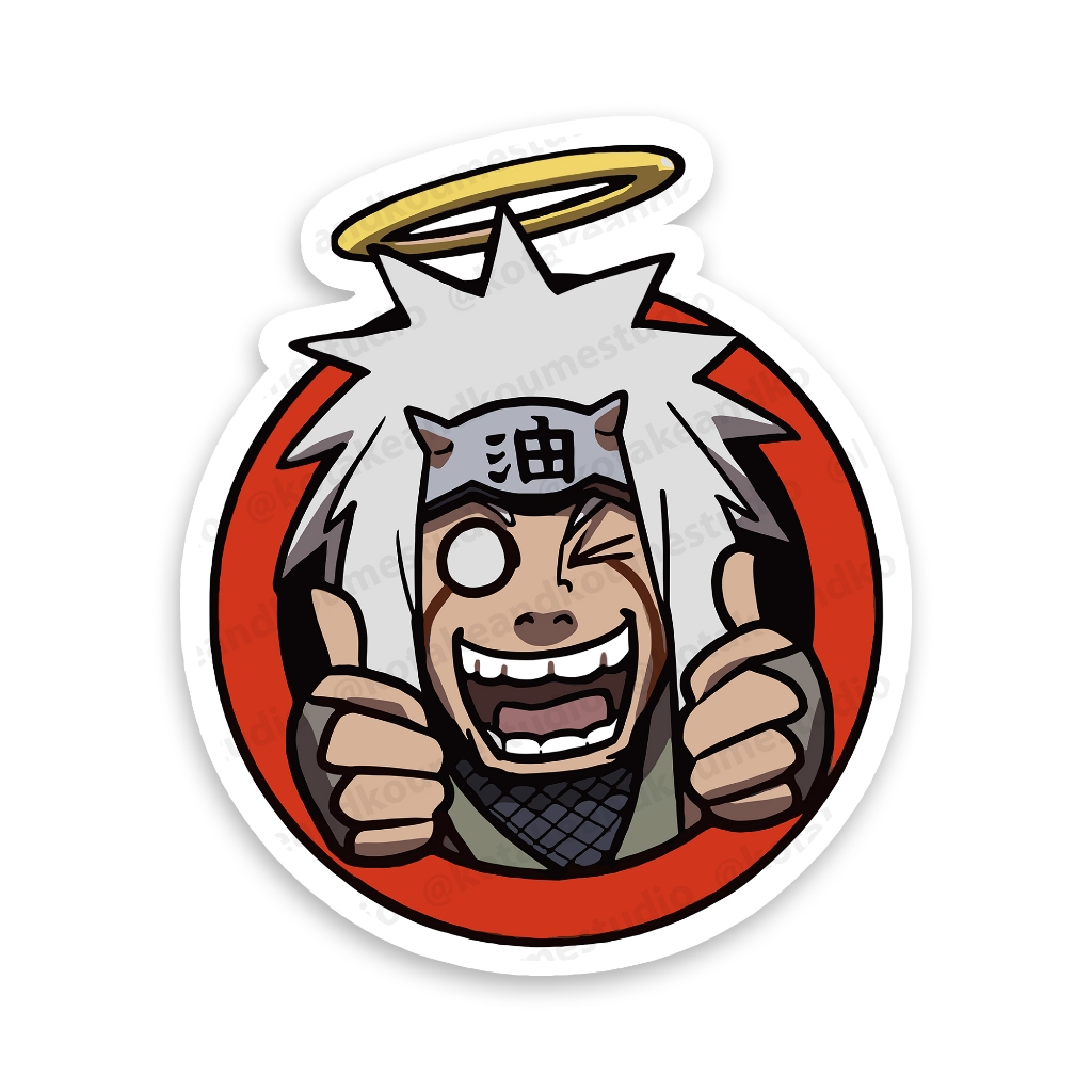 Adesivo Jiraya Naruto, 9x11cm, Anime, Engraçado, Manga, PC, Notebook, Carro, Vidro