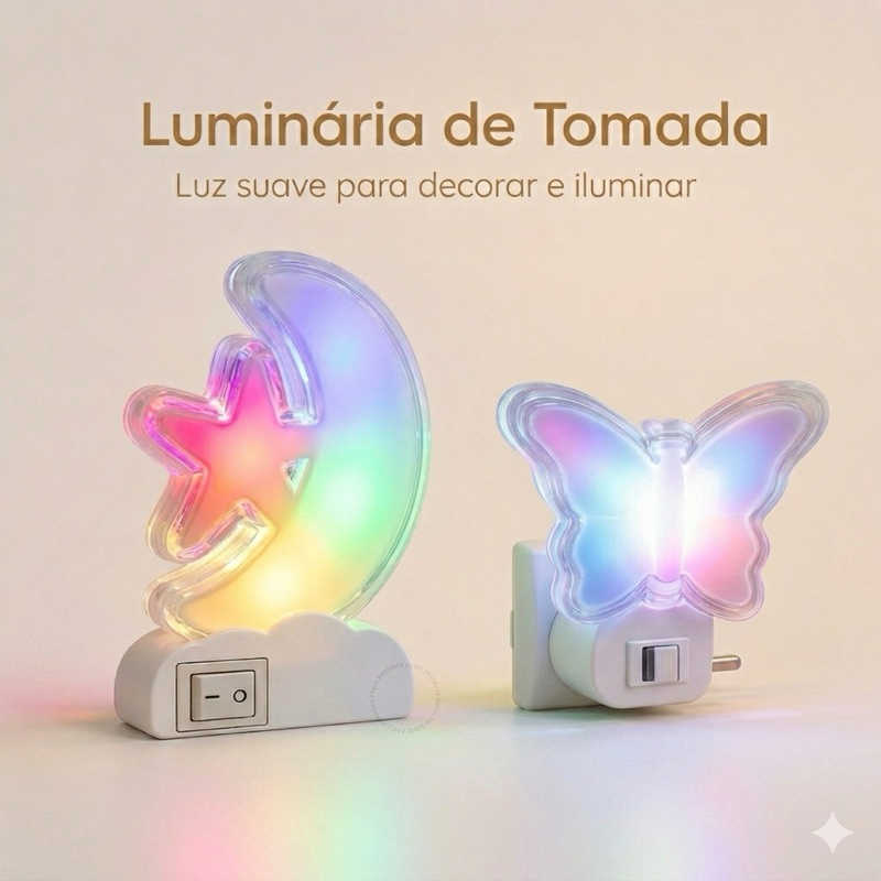 Luminária Infantil Abajur de Tomada Luz Led Bebê Mini Luz Colorida
