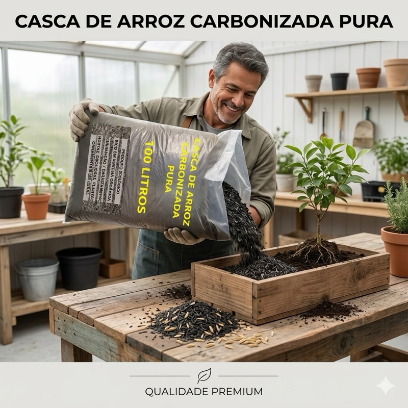 Casca De Arroz Carbonizada 100 Litros