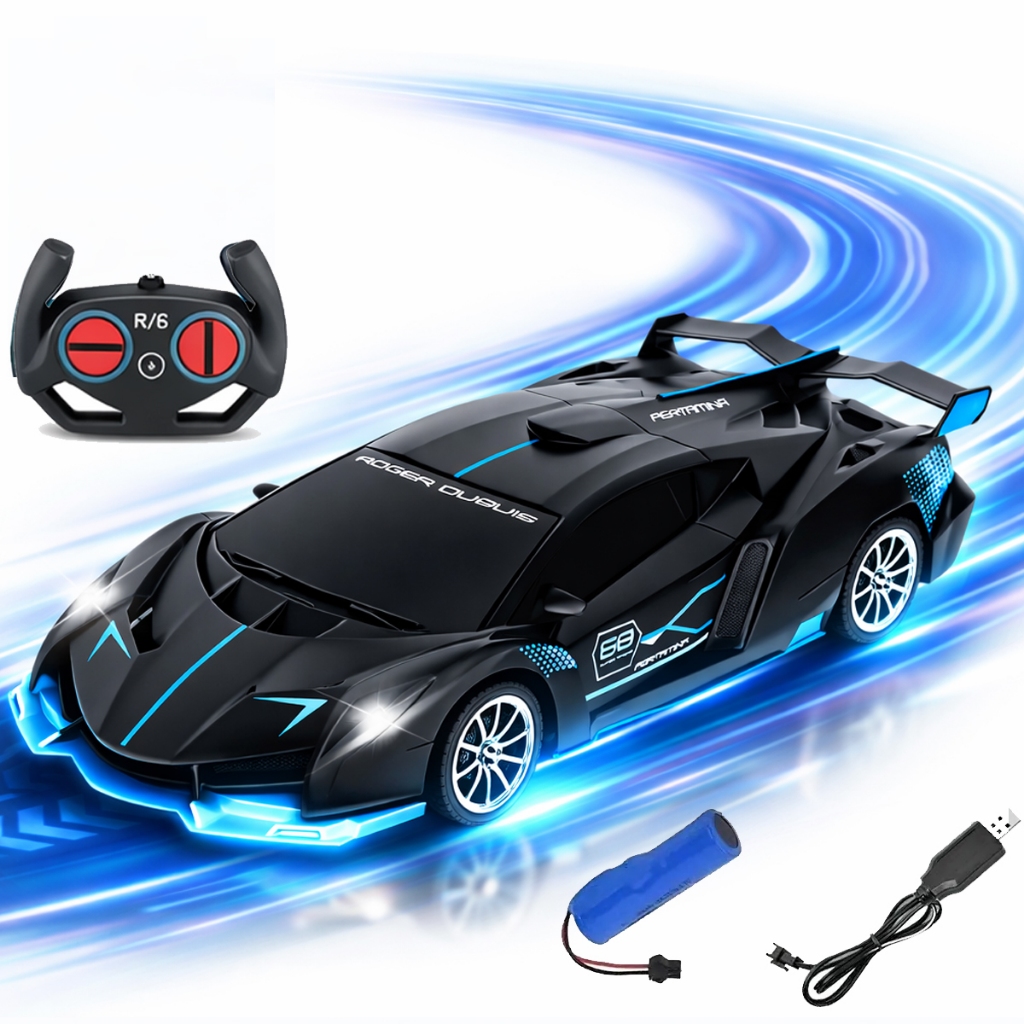 Carrinho De Controle Remoto Bugatti Brinquedo Corrida Veloz Com Luz Recarregavel