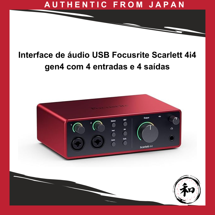 Interface de áudio USB Focusrite Scarlett 4i4 gen4 com 4 entradas e 4 saídas [Direto do Japão]