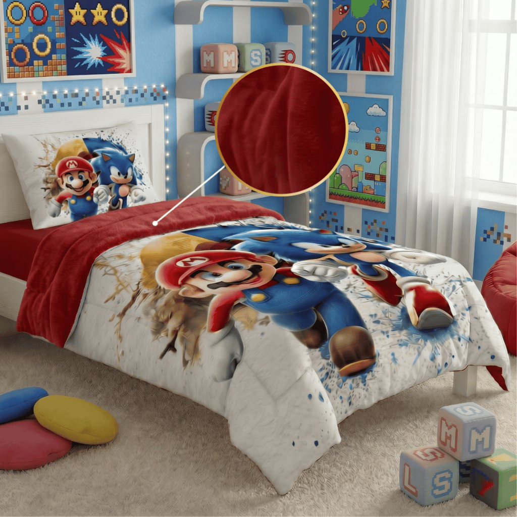 Edredom Mantinha Solteiro 1PC Infantil 400 Fios Premium Estampado com Dupla Face e Toque Macio