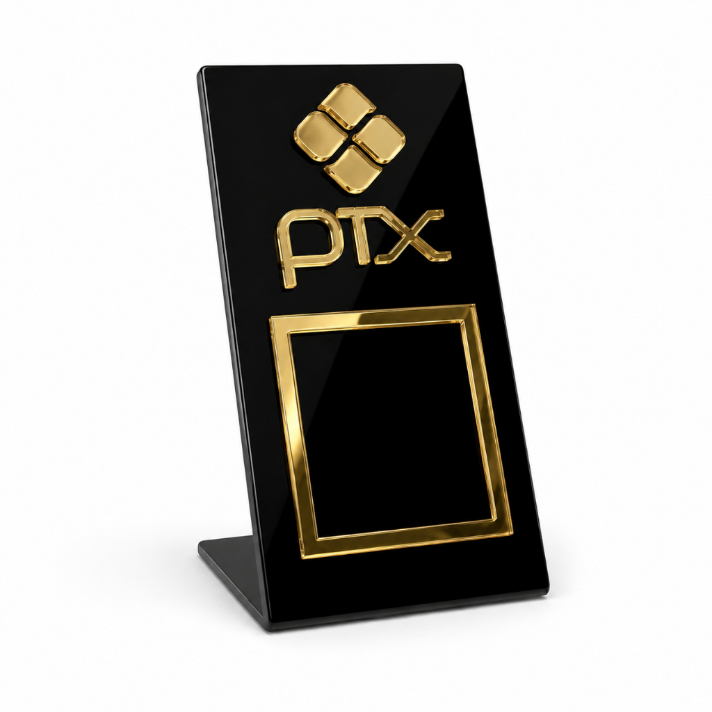 Placa Pix Display QR Code Em Acrílico 2mm - Mesa Balcão Pagamento