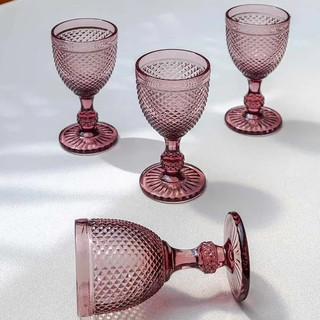 Taça de Vinho e Água Jogo 6 Taças de Vidro Bico de Jaca 320ml Azul e Rosa Hauskraft