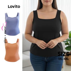 Lovito Regata Feminina Plus Size Básica Lisa TKB1352BRL1382