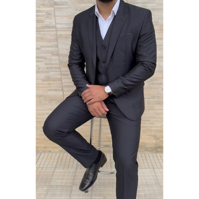 Terno Preto Poliviscose Masculino Slim Executivo De Luxo (blazer + Calça)+DiretoDaFabrica+Padrinho+Casamento+Formatura