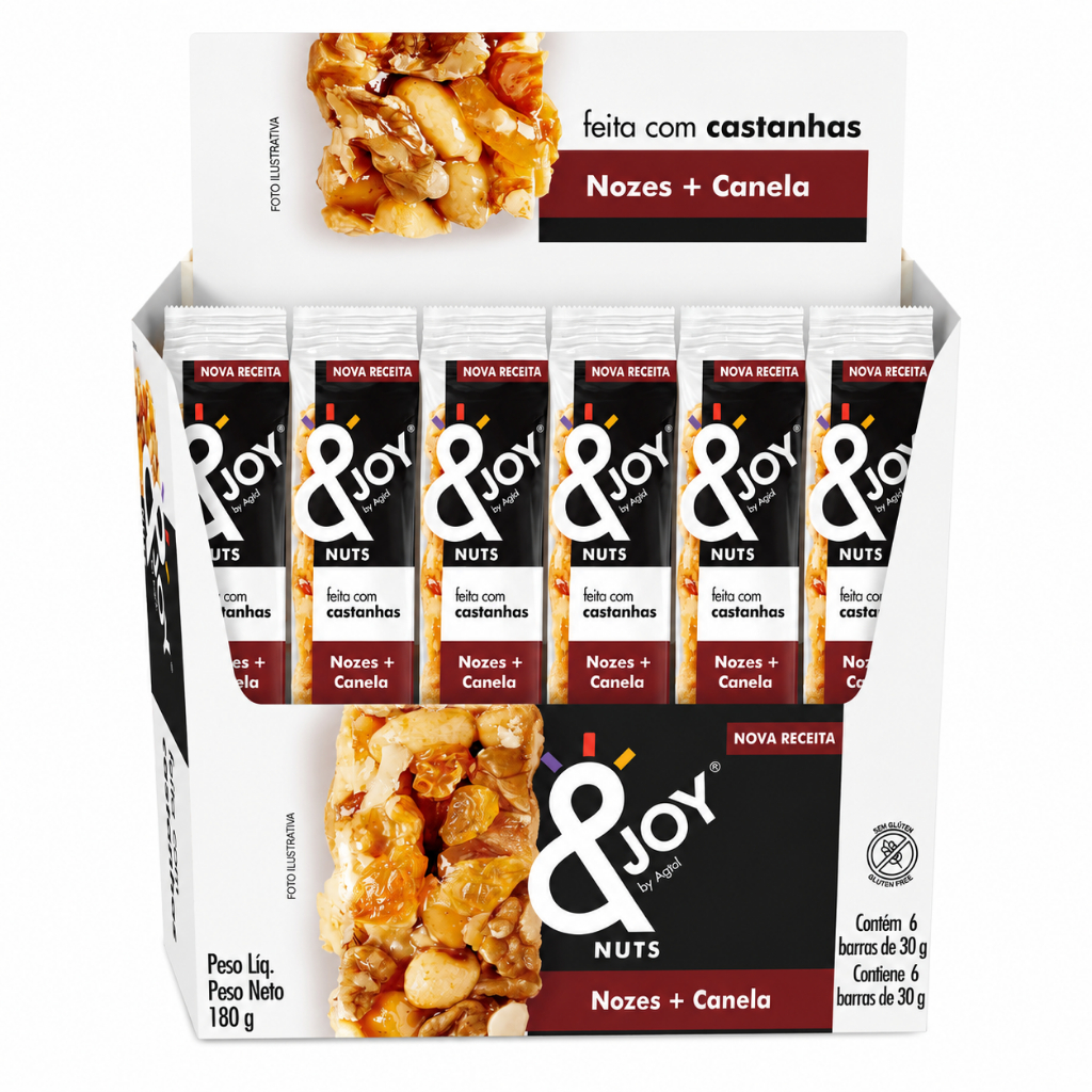 Kit 6 Un Barra De Cereal Ejoy Joy Nozes E Canela Mixed Nuts Agtal 30g Cada