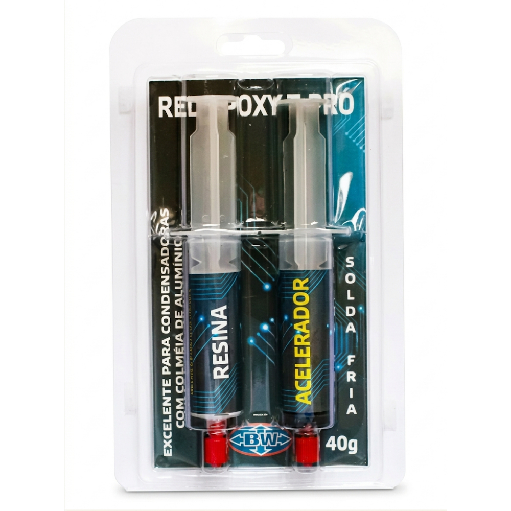 Red Epoxy T-Pro Solda Fria Epóxi 40g Brasweld Para Metais Plásticos Rígidos Resina Acelerador