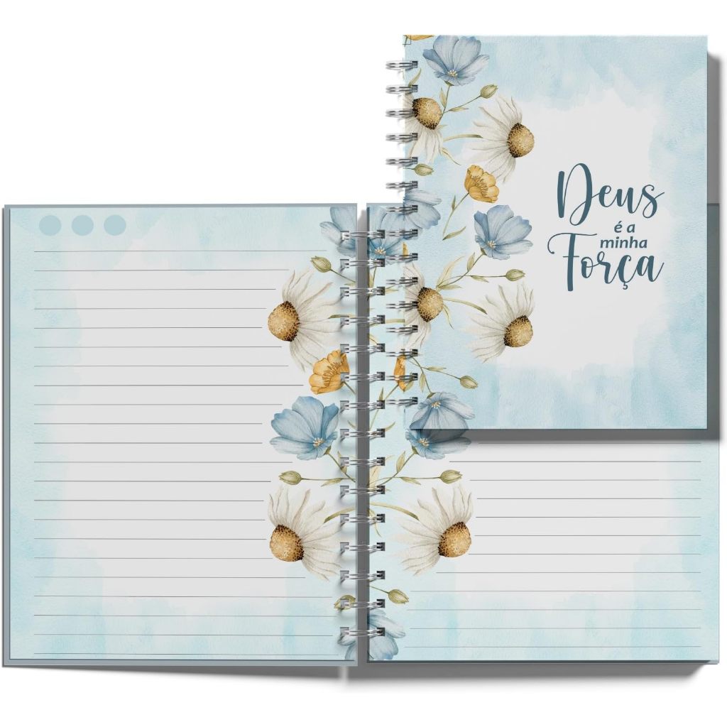 Caderno Devocional Cristão A5 Floral 🌸 | Capa Dura + Wire-O | Perfeito para Bíblia, Oração e Estudos