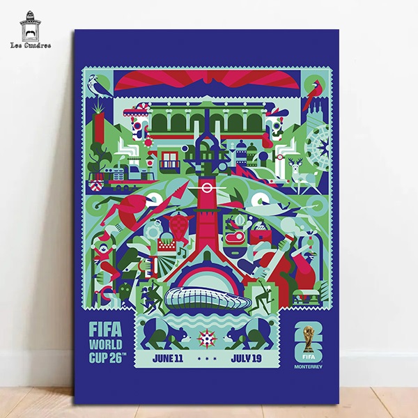 Quadro Placa Decorativa Copa do Mundo de Futebol 2026 Posters em MDF 28x20cm