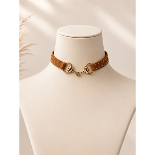 Chocker bridão dourada/ camurça caramelo com tachas douradas 🌵feminino country 🌵lançamento boiadeira moda western 🌵 B02