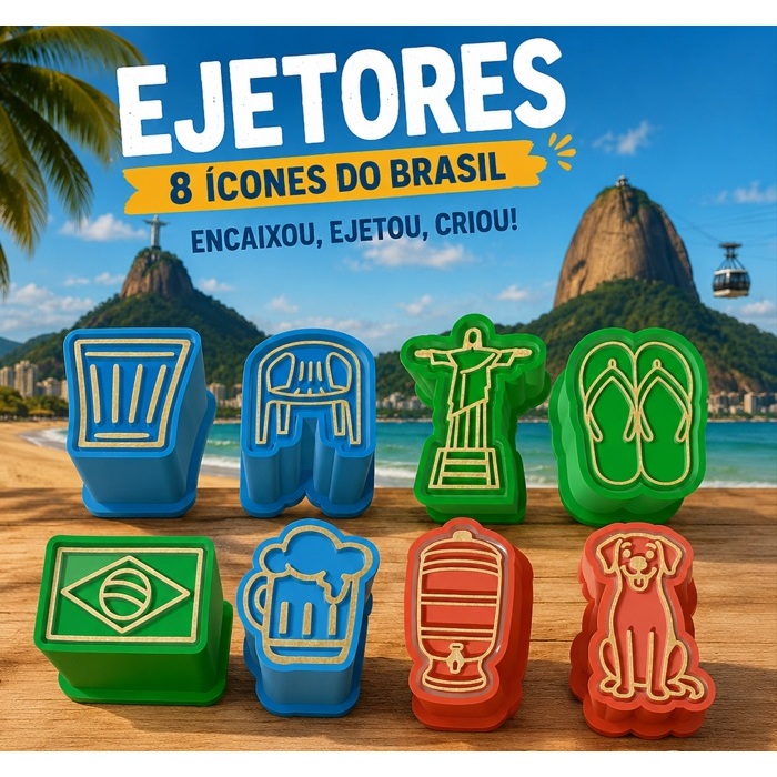 Ejetor Marcador Brasilidade / Brasil / Cristo Redentor /Chinelo /Copo Americano /Rio de Janeiro