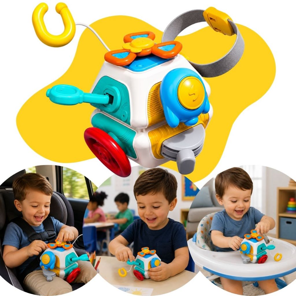 Brinquedo Cubo Sensorial 10 em 1 Educativo Estímulo Motor TEA