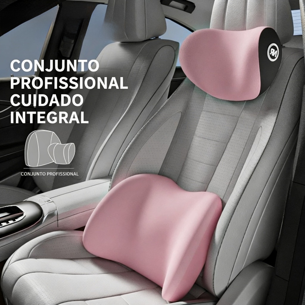 Almofada Cabeça e Lombar Veicular Espuma de Memória - Apoio Confortável para Banco de Carro