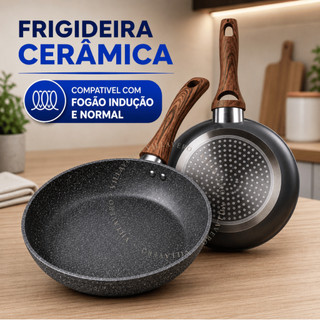 Frigideira Antiaderente Cerâmica Indução Fundo Triplo Premium Não Usa Óleo Não Gruda Frigideira Granito