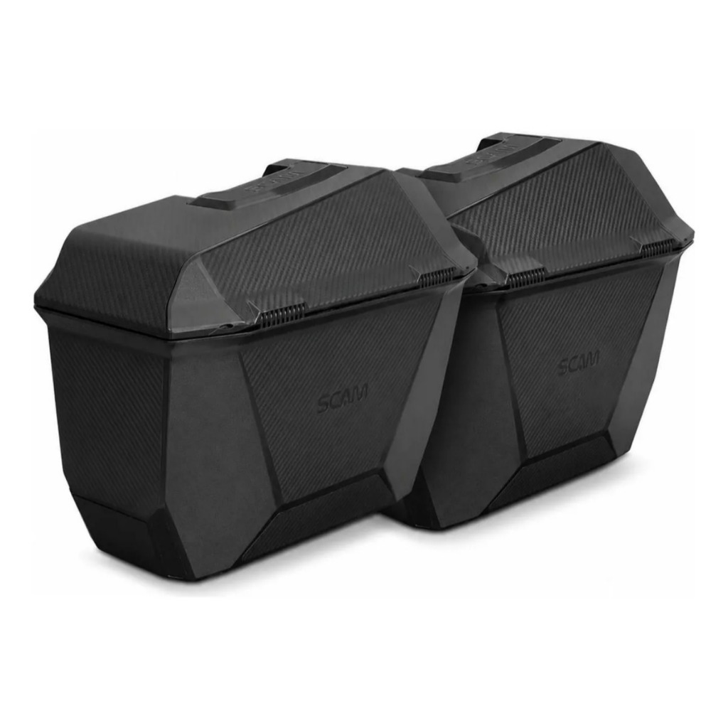 Par Baú Lateral Scam 25 Litros Preto Sistema Monokey Universal Moto S25