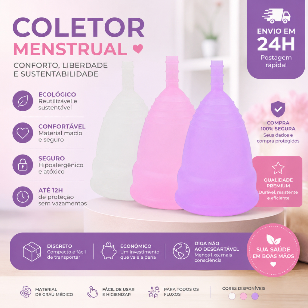 Coletor Menstrual Reutilizável Copo Menstrual Silicone Para Uso