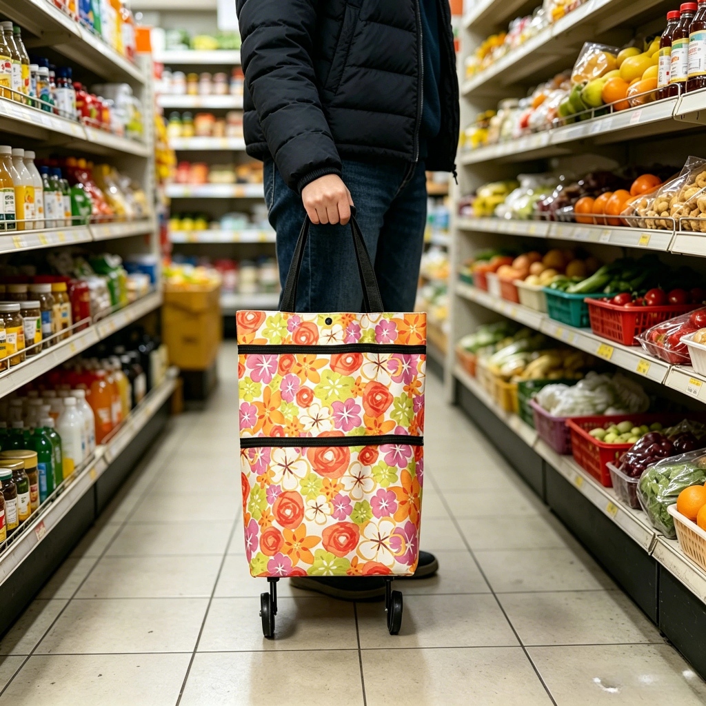 1/2 Pcs Carrinho De Compras Com Rodas E Bolsa Combinados – Carrinho De Compras Com Rodas DobráVel.