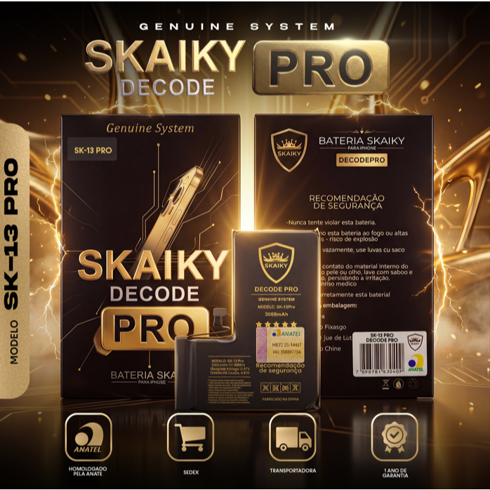 Bateria Skaiky DECODE PRO Compatível Com iPhone 13 PRO Peça Genuína 1 Ano de Garantia Homologada Anatel