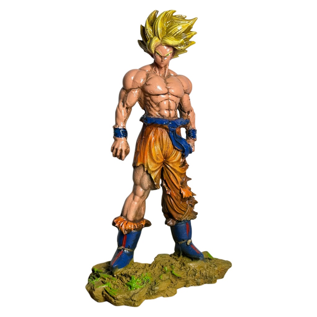Boneco Goku Super Saiyajin Resina Grande Premium Action Figure Estátua Colecionável 24cm