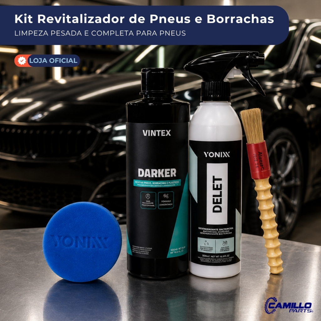 Kit Revitalizador Pneus Vintex Darker 500ml + Limpador Delet Vonixx Automotiva Brilho