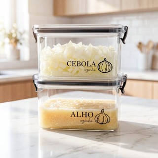 Potes Multiuso Herméticos Geladeira 460ml/950ml - Porta Mantimentos, Porta Alho, Porta Ce…
