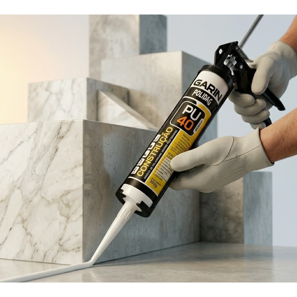 Adesivo PU40 Branco Garin Polidag 355g Cola E Veda Construção Civil Alta Resistência