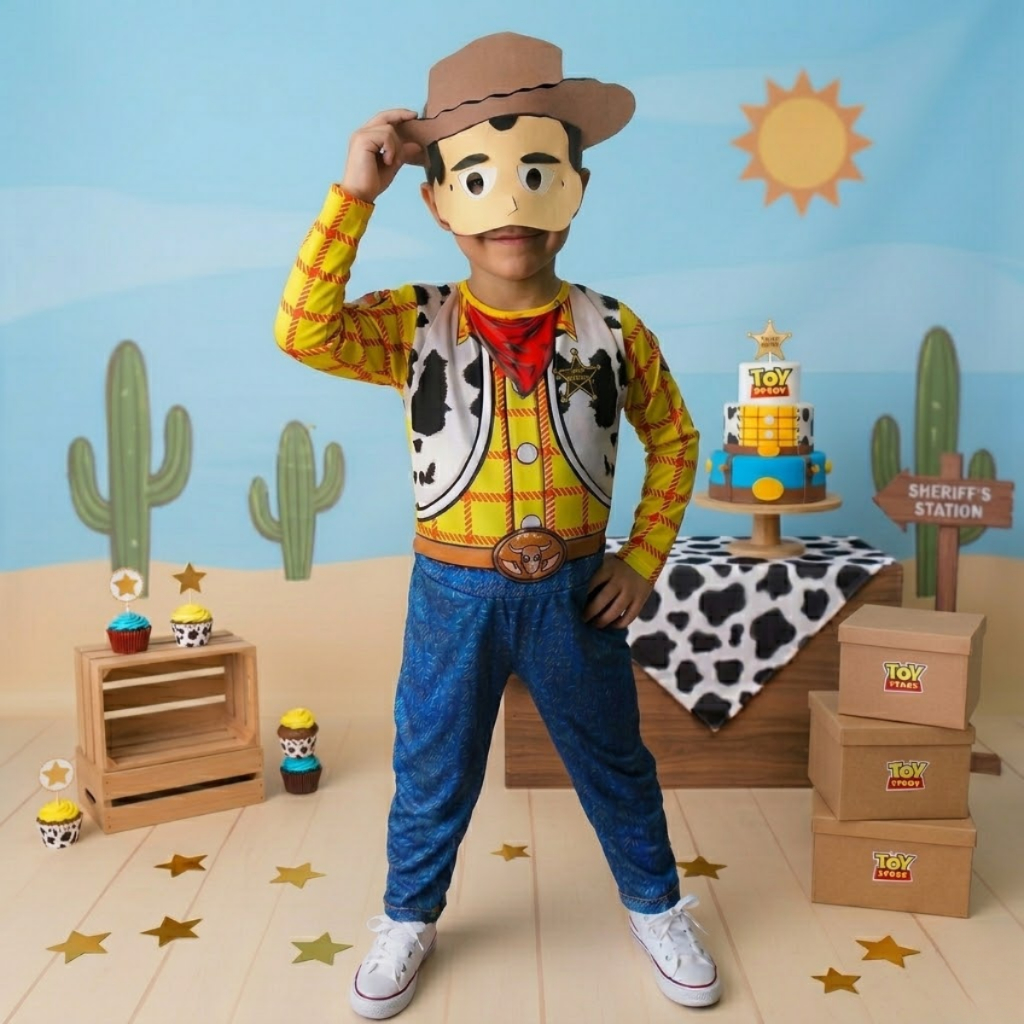 Fantasia Do Woody Toy Story Cowboy Xerife Longa C/ E.v.a