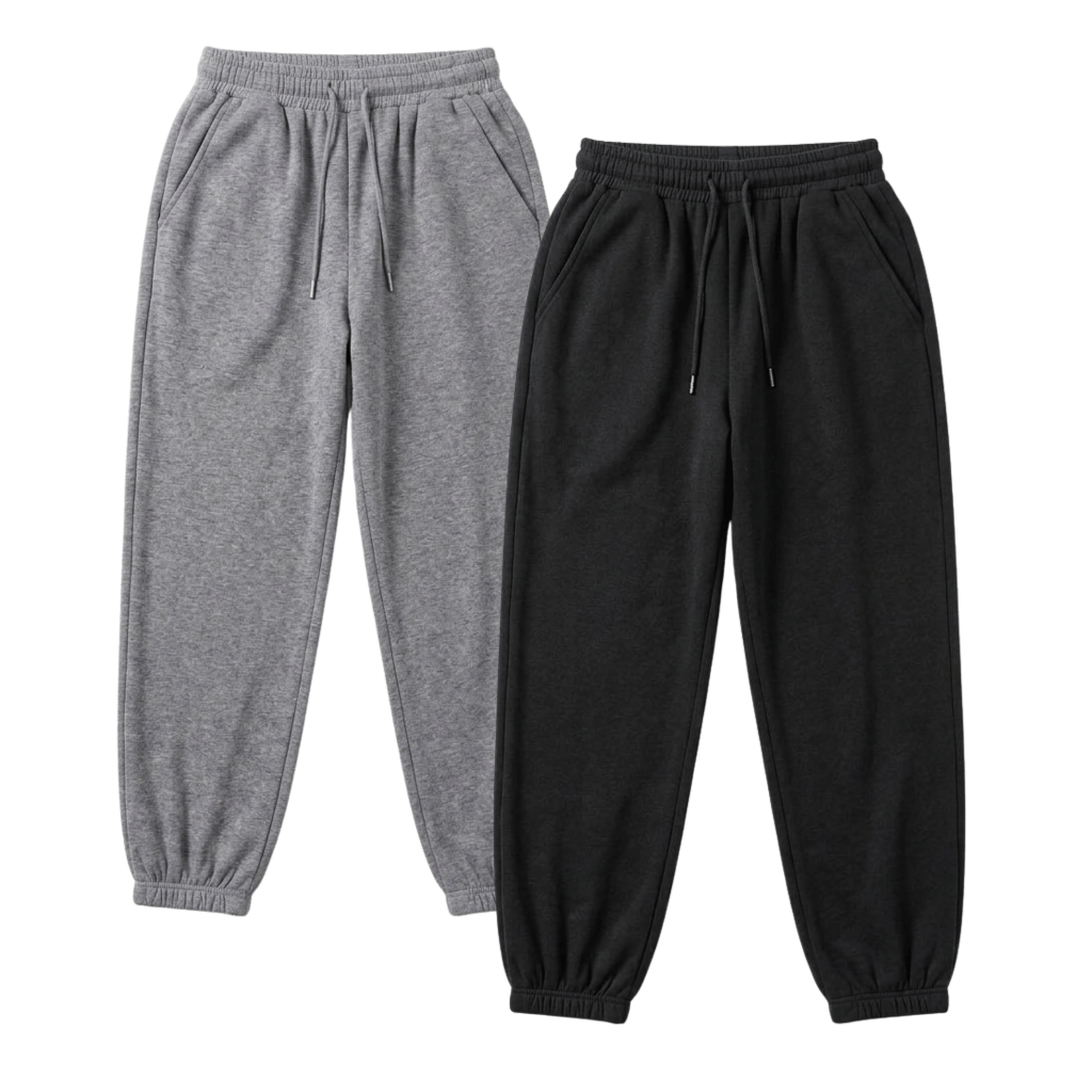 Kit 2 Calça Moletom Algodão Jogger Flanelada Bolso Inverno Unissex Confortável Masculina Feminina
