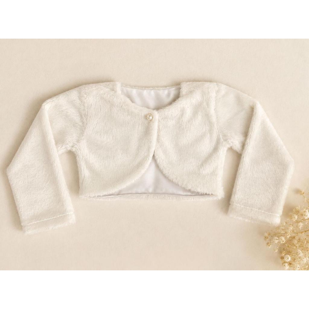 Bolero infantil pele frio meninas estiloso botão