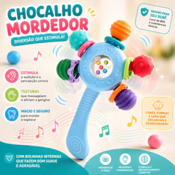 Chocalho Mordedor Bebê Mão Agarrando Brinquedo Colorido Atraente Para Carrinho E Berço