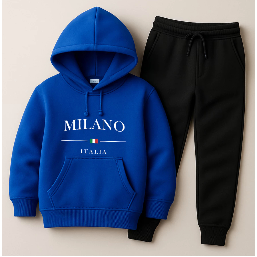 Conjunto Agasalho Canguru Infantil e Calça Moletom Premium Milano Italia Várias Cores