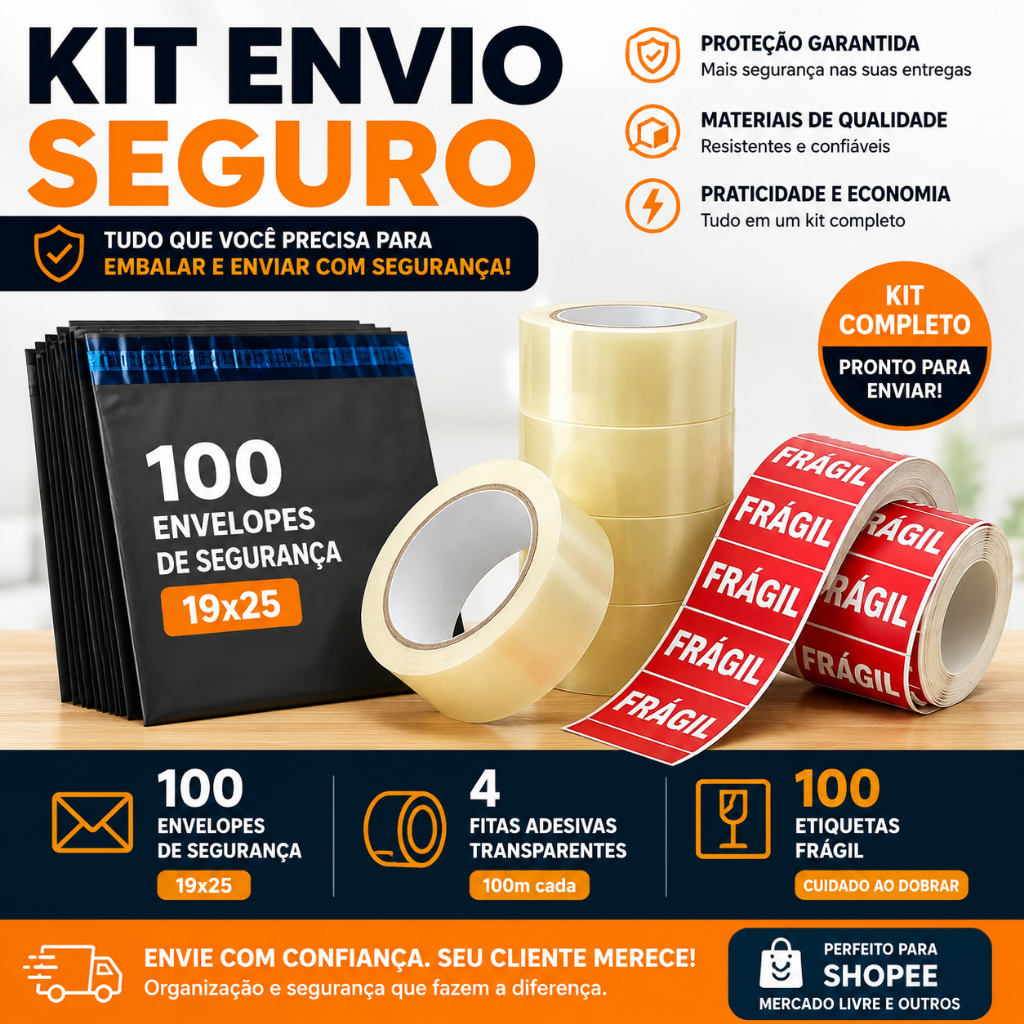 Kit Embalagem Para Envios Shopee Mercado Livre Completo