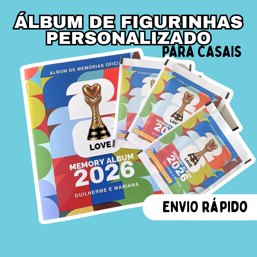 Álbum copa do mundo - Versão Casal + 28 figurinhas - Copa/Lembrança/Dia dos Namorados