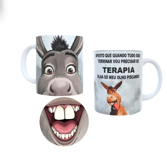 Caneca Personalizada Burro do Shrek Bocão - Quando Tudo Isso Terminar Vou Precisar de Terapia