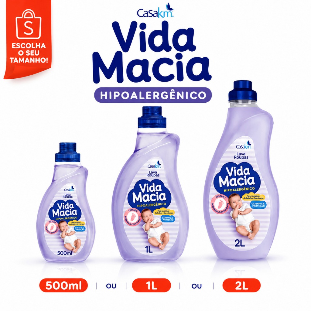 Vida Macia Roxo Hipoalergênico Sabão Líquido Bebê 500ml 1L 2L Recém Nascido Casa KM