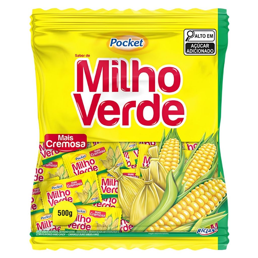 Kit Balas Festa Junina Paçoquita Mastigável 500g + Pocket Milho Verde Riclan 500g