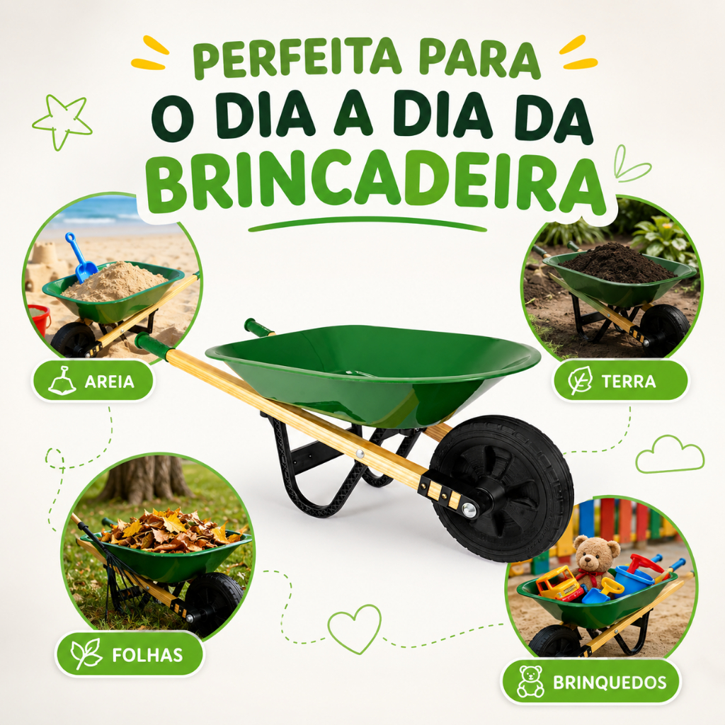 Carriola De Mão Infantil Brinquedo Carrinho De Mão Grande