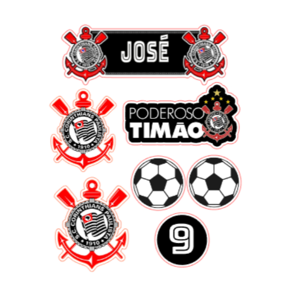 Topo Topper de Bolo Time Corinthians Futebol Bola Personalizado Nome Idade 1